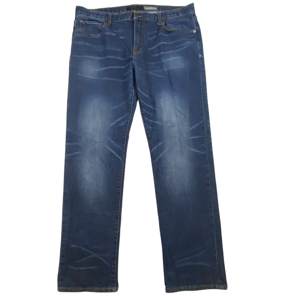 Aeropostale Mens Dark Wash Straight Leg Jeans Medium Blue Faded Size‎ 36x32